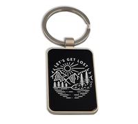 Let's Get Lost Camping Wild, llavero de cristal negro, llavero personalizado