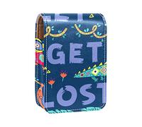 Lets Get Lost - Estuche portátil para pintalabios para viajes, mini caja de almacenamiento de lápiz labial con espejo para mujeres y mujeres, bolsa de cosméticos de cuero, Varios colores, 9.5x2x7 cm/3.7x0.8x2.7 in