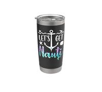 Let's Get Nauti Bachelorette Party Funny Bride Mermaid Theme Vaso térmico de acero inoxidable de doble pared