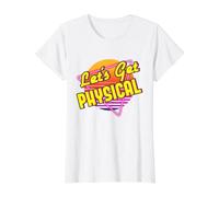 Let's Get Physical 80s Disfraz Fiesta Retro 80 Entrenamiento Camiseta gráfica económica, Mujer, Blanco, XL