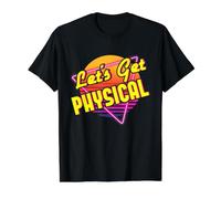 Let's Get Physical 80s Fiesta de Disfraces Retro de los años Ochenta Entrenamiento Camiseta gráfica económica, Hombre, Negro, S