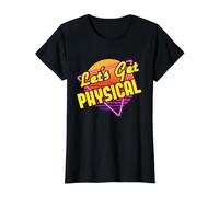 Let's Get Physical 80s Fiesta de Disfraces Retro de los años Ochenta Entrenamiento Camiseta gráfica económica, Mujer, Negro, M