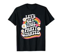 Let's Get This Party Started Retro Groovy Rainbow Funny Camiseta