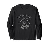 Lets Get Toasted Camping Marshmallow pun Campfire Smores Manga Larga