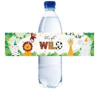 Let's Get Wild - Etiquetas para botellas de agua de animales de la selva, envoltorios de botellas salvajes para primer cumpleaños, calcomanías para botellas de agua de animales de la selva,