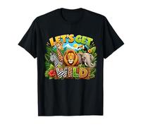 Let's Get Wild Jungle Animal Safari A Day at Zoo Party Camiseta