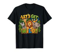 Let's Get Wild Jungle Animal Safari A Day at Zoo Party Camiseta