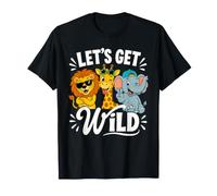 Let's Get Wild Lion Jirafa Elefante Safari de cumpleaños para niños Camiseta