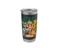 Let's Get Wild Safari Animals - Gráfico de zoológico Vaso térmico de acero inoxidable de doble pared