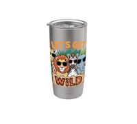 Let's Get Wild Zoo Viaje Para Animales Aventura Amantes Familia Vaso térmico de acero inoxidable de doble pared
