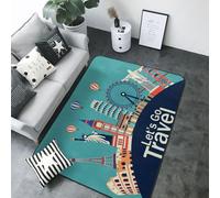 Let's go - Alfombra de viaje para decoración de sala de estar, antideslizante, lavable, 80 x 58 pulgadas, alfombra de interior para decoración de dormitorio y sala de estar
