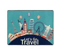 Let's Go - Alfombras de viaje para decoración de sala de estar, alfombras suaves y lavables para dormitorio, alfombra de interior de 63 x 48 pulgadas para dormitorio y sala de estar