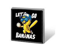 Let's Go Bananas Baseball-1 Insignia cuadrada con lindo broche de corazón, insignias de botón para mochilas, chaquetas y somb
