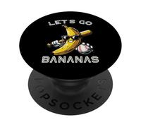 Lets Go Bananas Béisbol Retro Deportes Niños Niños Hombres Jóvenes PopSockets PopGrip Adhesivo