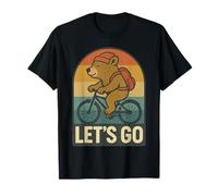 Let's Go Bear on Bike Retro Travel Adventure Grizzly Camping Camiseta