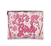 Let'S Go - Bolsa de maquillaje para niñas, bolsa de viaje vintage para mujer, organizador portátil de lona con cremallera, bolsa de aseo para festivales de verano, Melocotón, 7x9 Inch, Niñas
