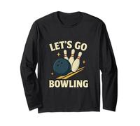 Let's Go Bowling Divertido Diseño Deportivo Retro Manga Larga