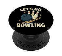 Let's Go Bowling Divertido Diseño Deportivo Retro PopSockets PopGrip Adhesivo