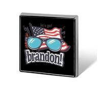 Let's Go Brandon - Broche cuadrado con la bandera de Estados Unidos, alfileres de solapa, corbata, accesorios, boda, cumpleaños, para hombres y mujeres, Square, Metal