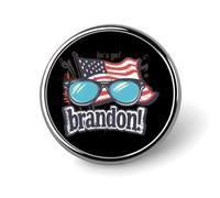 Let's Go Brandon - Broche redondo con la bandera de Estados Unidos, alfileres de solapa, corbata, accesorios, boda, cumpleaños, para hombres y mujeres, Circular, Metal