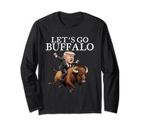 Let's Go Buffalo Trump Riding Bison Funny USA Manga Larga