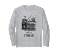 Let's Go Fishing (Declaración de Pescador) (gráfico Vintage) Manga Larga