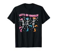 Let's Go Ghouls Festive Spooky Skeletons Fiesta de Halloween Camiseta