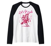 Let's Go Girls Cowgirl Pink Country Western Rodeo Horse Girl Camiseta Manga Raglan