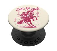 Let's Go Girls Cowgirl Pink Country Western Rodeo Horse Girl PopSockets PopGrip Adhesivo