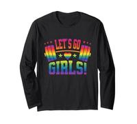 Lets Go Girls Rainbow Design for Active Women, Fitness Fans Manga Larga