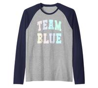 Let's Go Team Blue Campamento de Verano Día de Juego de Guerra Spirit Azzurri Camiseta Manga Raglan