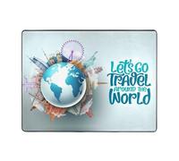 Let's Go Travel Around The World Alfombras para decoración de sala de estar, alfombras suaves y lavables para dormitorio, alfombra de interior de 63 x 48 pulgadas para dormitorio y sala de estar