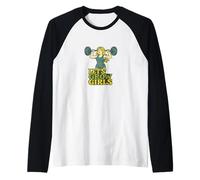 Let's Grow Girls Levantador de Pesas Cita Fuerza Poder Camiseta Manga Raglan
