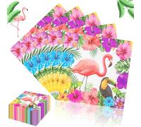 Lets Joy 100 Piezas Flamencos Servilletas Papel, 33x33 cm Servilletas para Fiestas, Flamenco Suministros para la Fiesta, Servilletas de papel de Colores, Tema Hawaiano Fiestas Temáticas Decoración