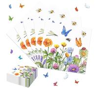 Lets Joy 100 Piezas Servilletas Papel Flores, 33 x 33cm Mariposas, Primavera, Cumpleaños Infantiles, Decoración de Mesa