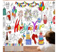 Lets Joy 2026 Mantel para Colorear Año Nuevo, 183 x 76 cm Mantel Nochevieja, Papel de Pintura Año Nuevo Para Niños, Decoración Fiesta Actividad Infantil