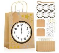 Lets Joy 6 Piezas Bolsas de Regalo Año Nuevo, Bolsas de Cuenta Atrás, Bolsas de Papel Kraft con Pegatinas, DIY Pequeños Regalos Galletas Caramelos Juguetes Recuerdos Embalajes 2026
