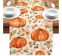 Lets Joy Camino de Mesa, 40 x 180cm Temporada Cocina Mesa Decoración, Calabazas Hojas de Arce Otoño Camino de Mesa, Lavable, Decoración de Hogar Mesa Interior y Exterior, Decoración Otoño (A)
