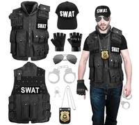 Lets Joy Chaleco SWAT para Adultos, Disfraz de SWAT para Adultos Set, con Accesorio de Disfraz para Policías y SWAT para Cosplay Carnaval Halloween Fiestas