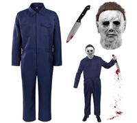 Lets Joy Disfraz de Michael Myers para Adultos, Halloween Horror, Máscara de Látex, Cuchillo de Sangre, Cosplay Tema de Terror
