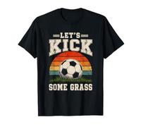 Let's Kick Some Grass Retro Distressed Soccer Entusiasta Camiseta