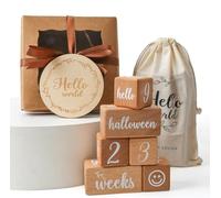 let's make Juego de 6 bloques de hito de bebé para niños de madera, juego de accesorios de fotos de bebé para cumpleaños mensuales, perfecto para baby shower y recuerdo (juego de regalo)
