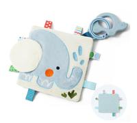 let's make Juguete Elefante con Etiquetas y Papel Crujiente para Bebé | Motivo Elefante De Peluche, Espalda Minky De Lunares, Etiquetas De Cinta, Mordedor De Silicona Y Set Regalo Para Baby Shower