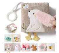 let's make Libro de tela sensorial para bebés, juguete para bebés a partir de 0, 3, 6, 12 meses - Libro táctil interactivo con espejo y sonajero, libro crujiente, juguete para cochecito de bebé