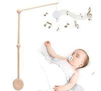 let's make Soporte de madera para cuna de bebé, 30 pulgadas, ganchos de haya con caja de música giratoria, accesorio de decoración para guardería, juego seguro antideslizante