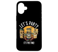 Let's Party Tiki Statue Caricaturas para Aquellos Que aman Tikis Carcasa para iPhone 16 Plus