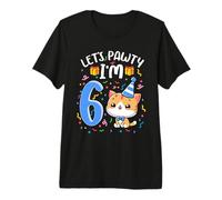 Let's Pawty, Soy un niño Gato Gatito de 6 años Que Cumple 6 años Camiseta Premium