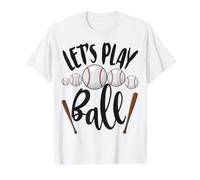 Let's Play Ball Sport Béisbol Deportes Deporte Hombres Mujeres Divertido Camiseta gráfica económica, Hombre, Blanco, XL