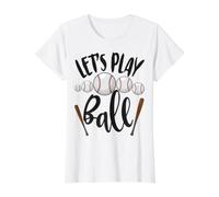 Let's Play Ball Sport Béisbol Deportes Deporte Hombres Mujeres Divertido Camiseta gráfica económica, Mujer, Blanco, XL
