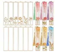 LET'S RESIN 12 biseles de marcapáginas para resina con borlas, moldes de resina UV para marcapáginas de bricolaje (6 flores y 6 marcos en blanco), biseles de metal a granel para suministros de